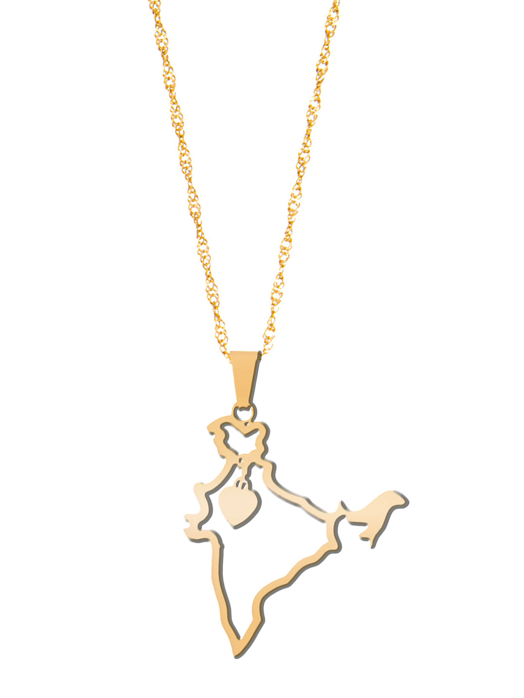 Moon Dust Gold-Plated India Map-Shaped Pendant With Chain