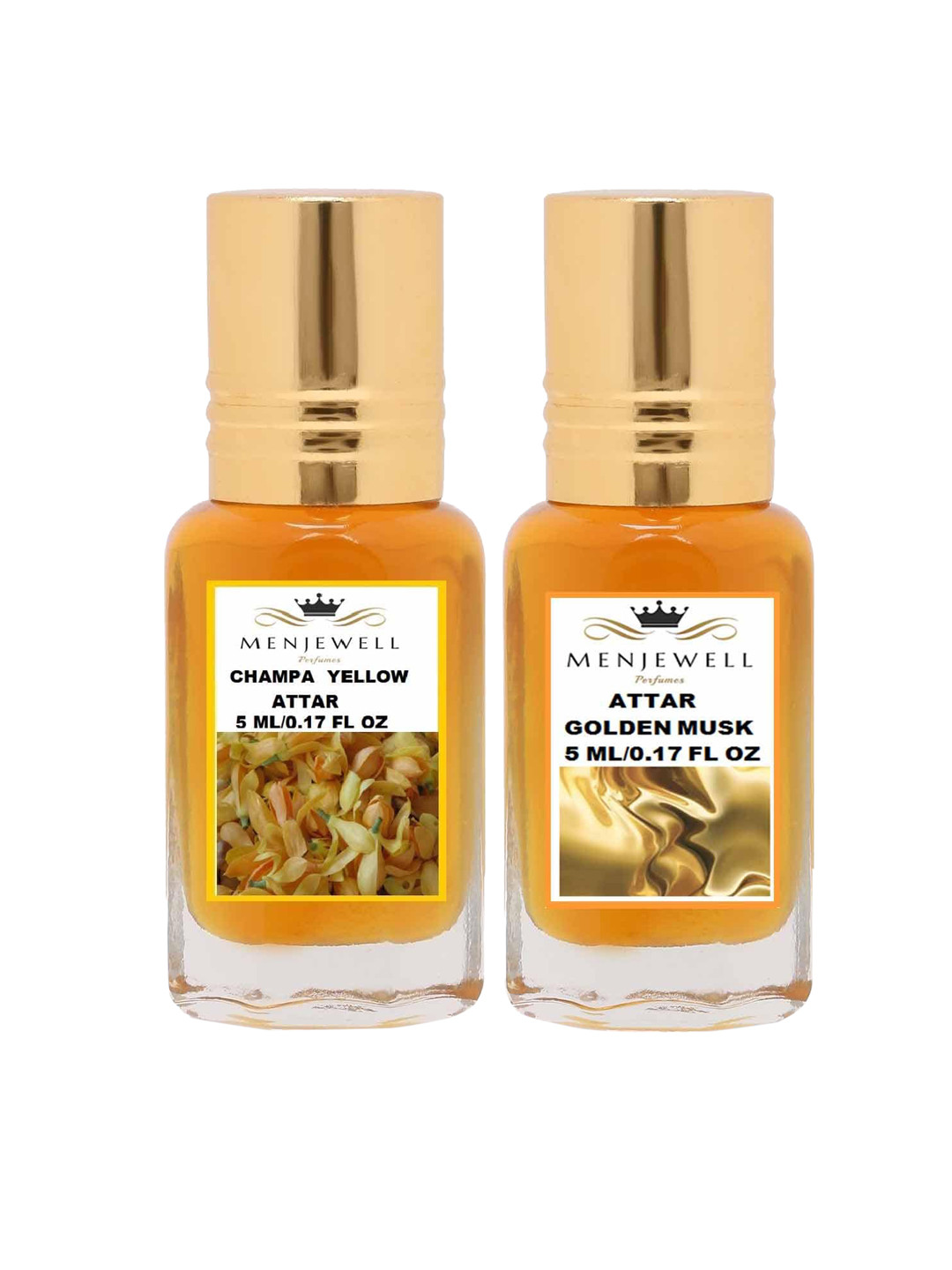 Menjewell Pack of 2 Attar Champa Yellow And Golden Musk 5 ml