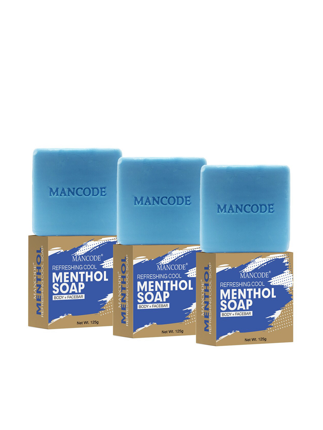 MANCODE Men Pack of 3 Blue Refreshing Cool Menthol Soap Bars