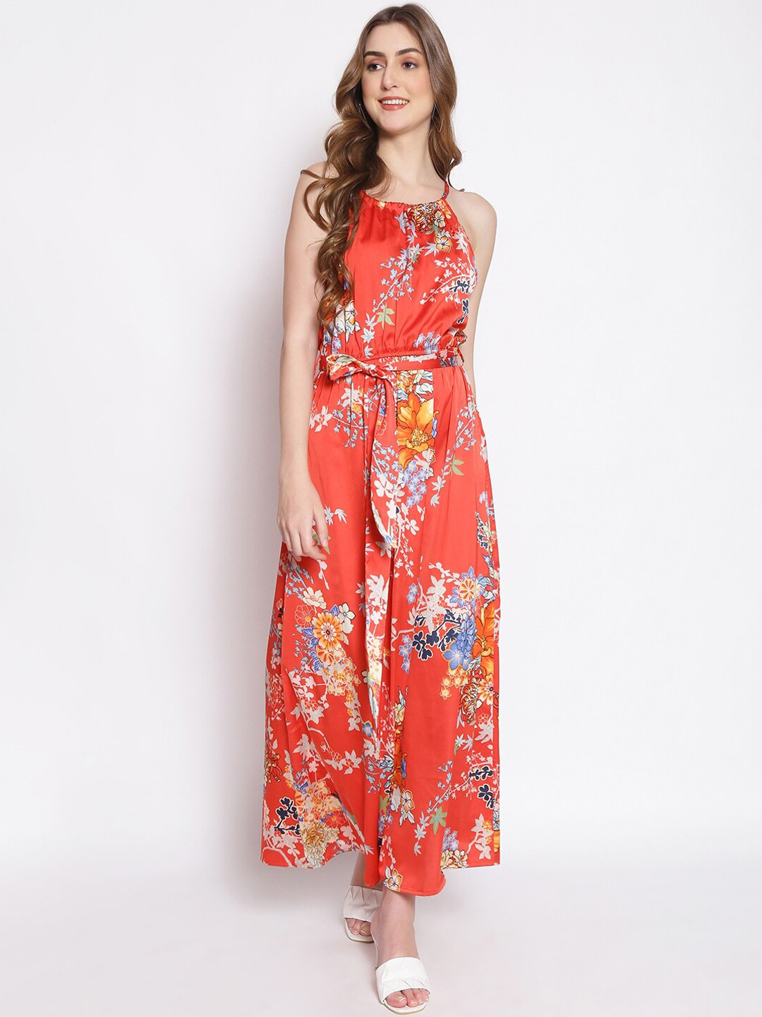 Oxolloxo Red Floral Print Maxi Dress