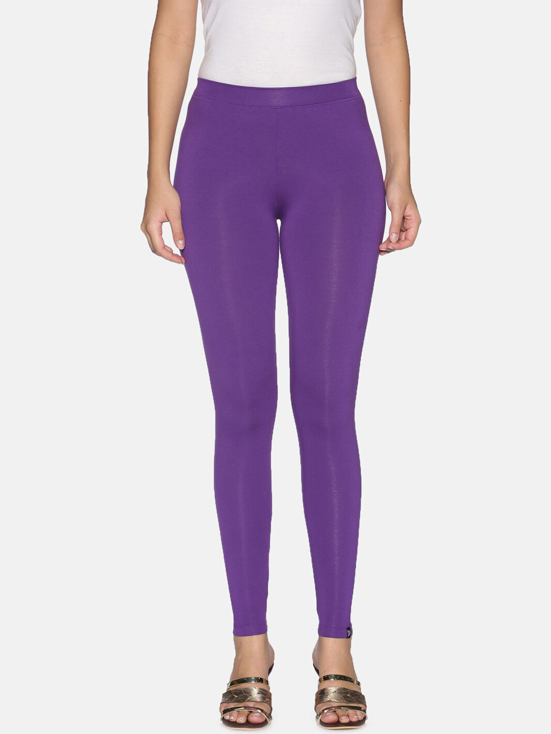 TWIN BIRDS Plus Size Women Purple Solid Ankle Legging