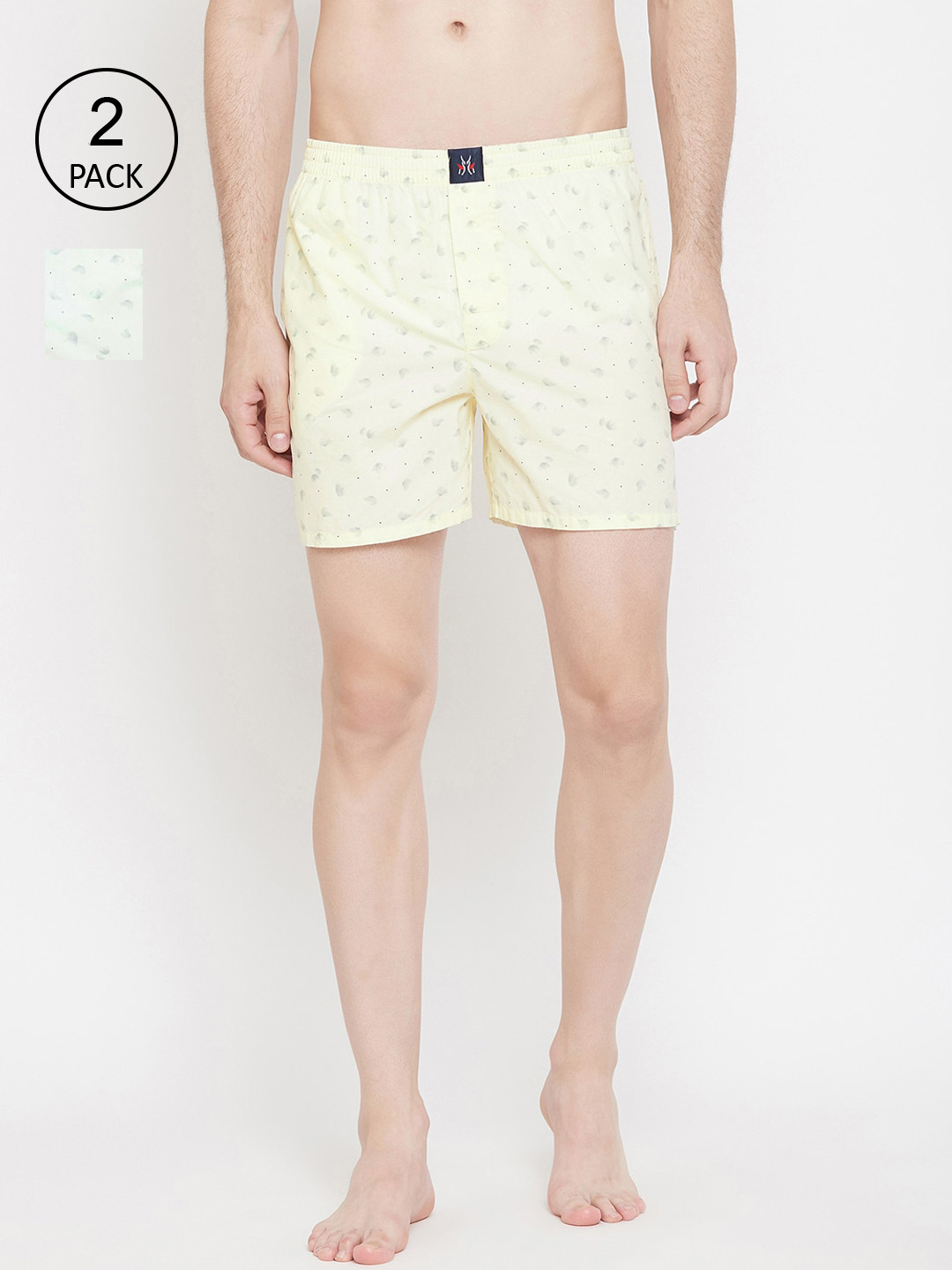 Crimsoune Club Men Pack of 2 Green & Yellow Printed Cotton Boxer BX4105A