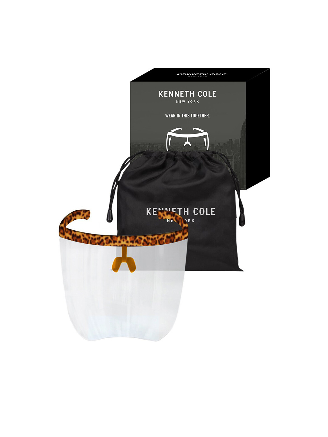 Kenneth Cole Unisex Transparent & Brown Leopard Printed Goggle-Style Face Shield