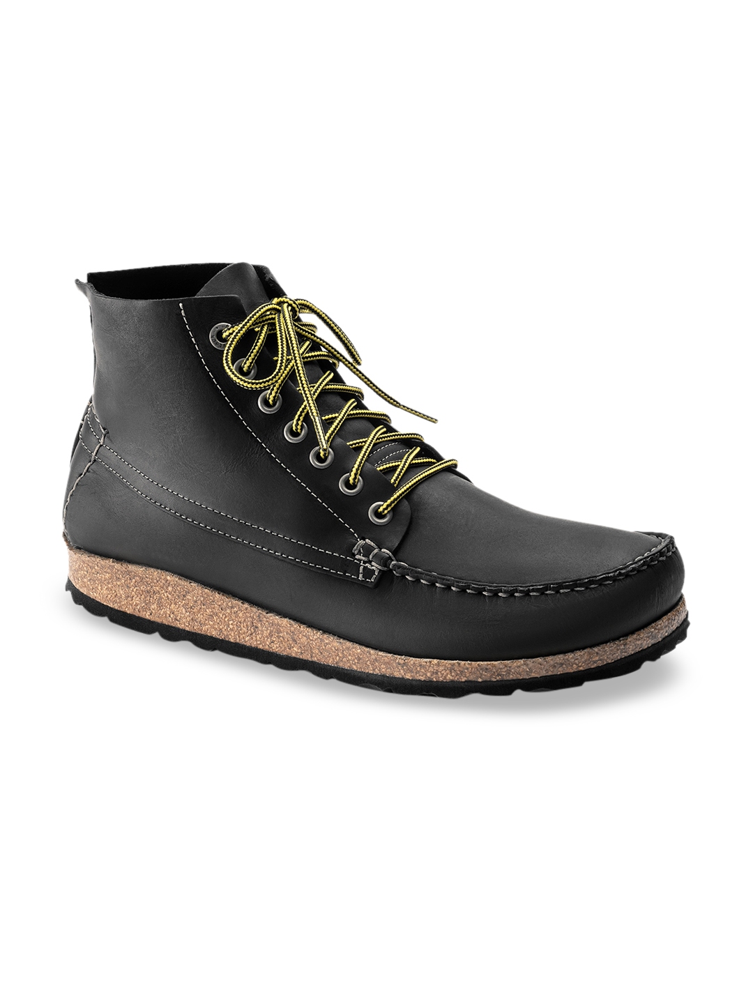 Birkenstock Marton Black Regular Width Oiled Leather Lace-Up Shoes