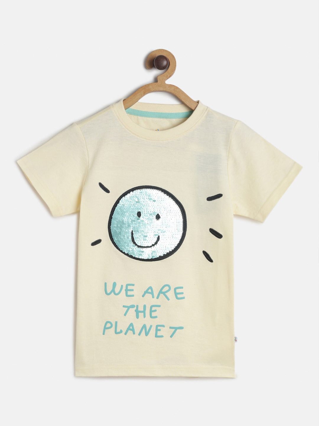 TALES & STORIES Boys Cream Typography Printed T-shirt