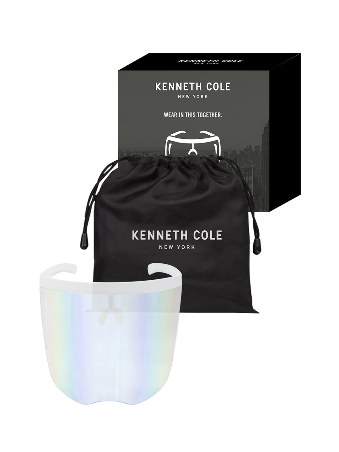 Kenneth Cole Unisex White Solid Goggle-Style Headband Face Shield With 180 Safety Coverage