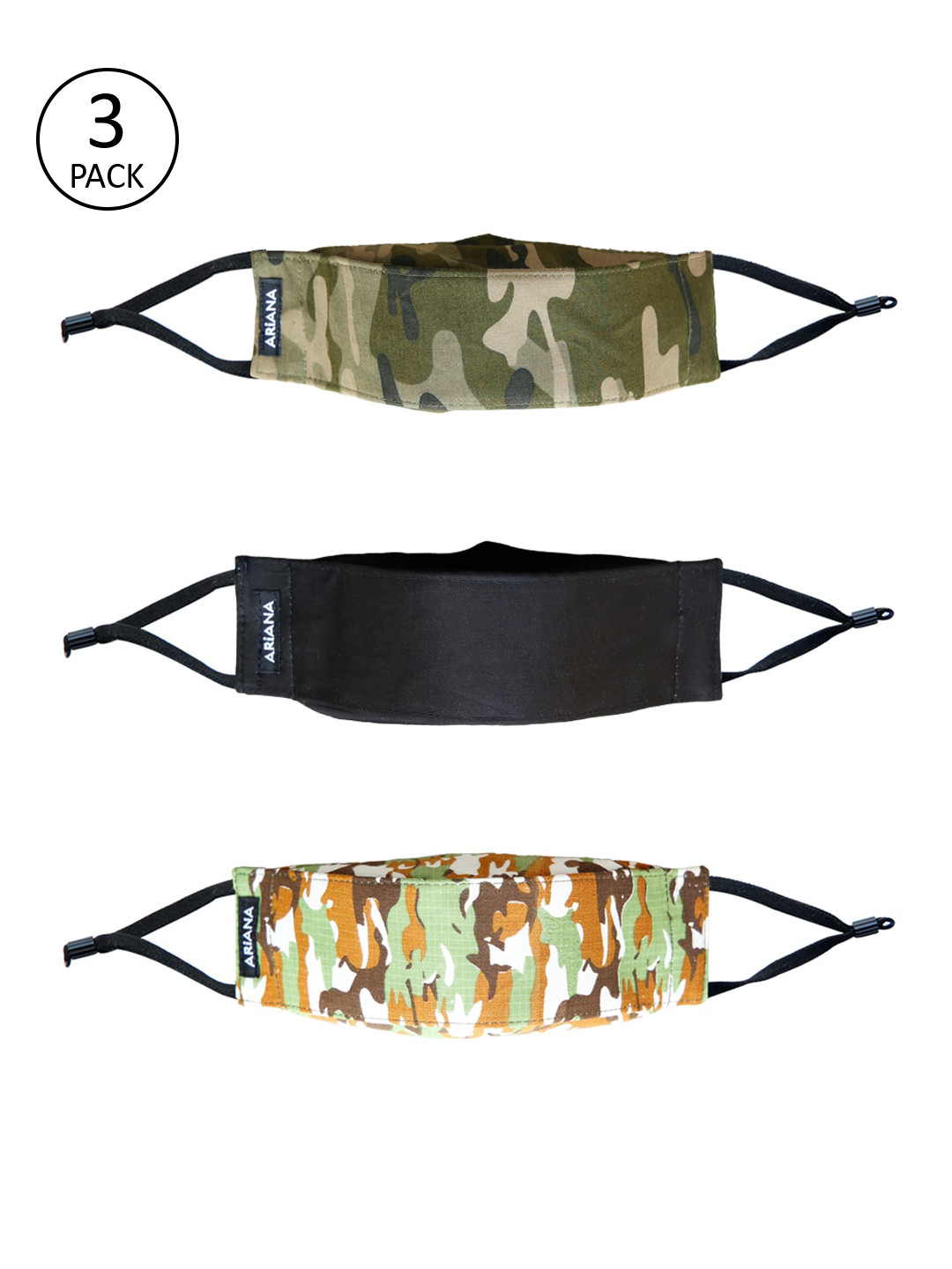 Ariana Pack Of 3 Unisex 7-Ply 3D Cotton Reusable Cloth Face Masks