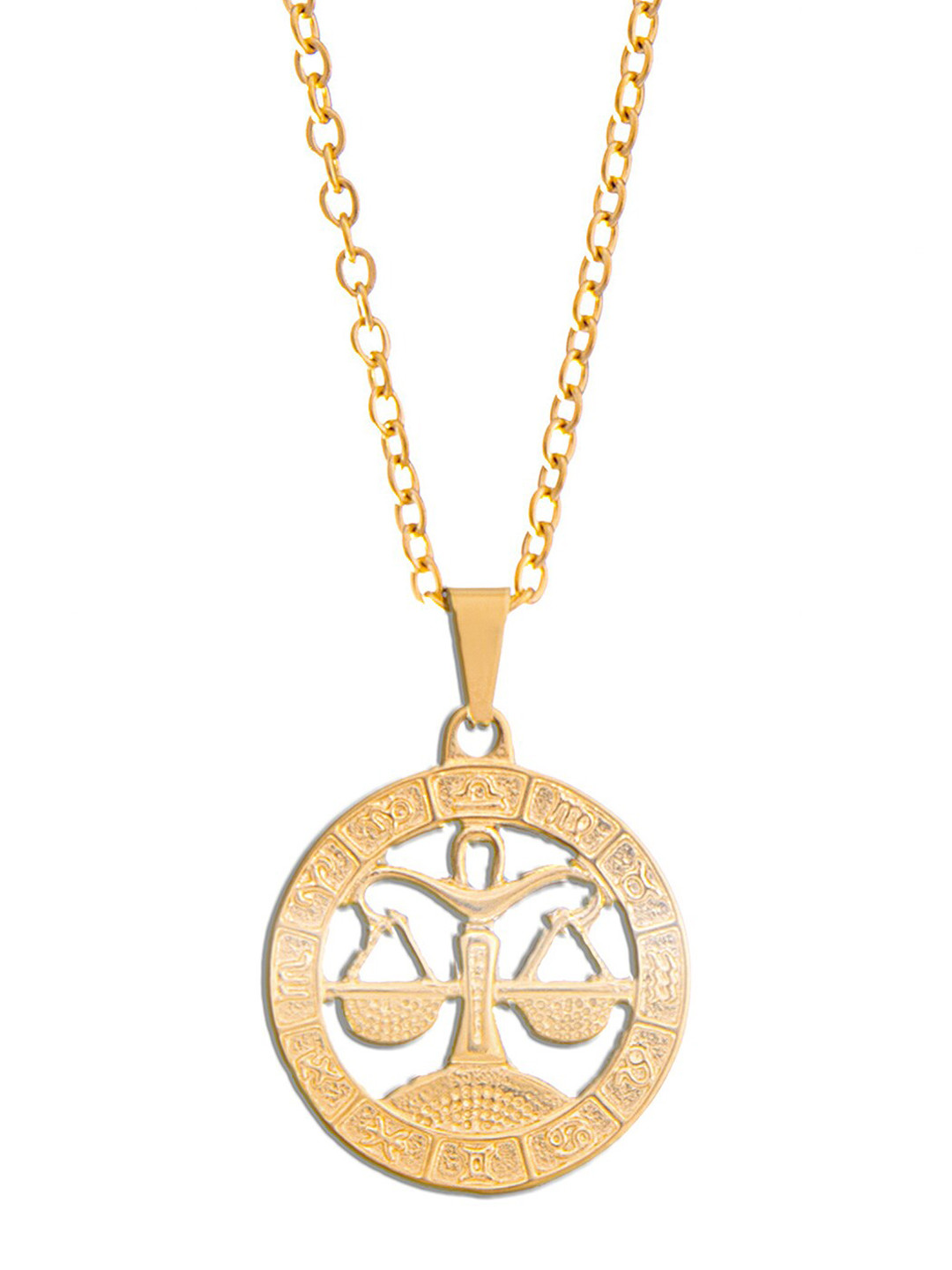 Moon Dust Gold-Plated Zodiac Sun Sign Rashi Pendant With Chain