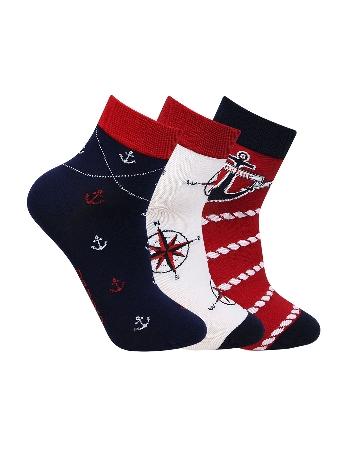 Bonjour Men Pack Of 3 Assorted Above Ankle-Length Socks