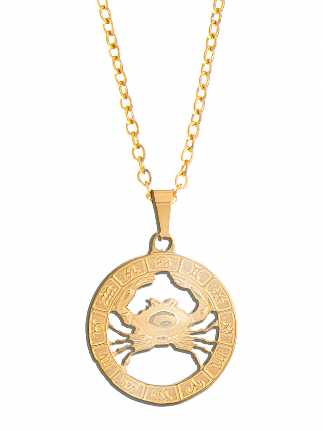 Moon Dust Gold-Plated Cancer Zodiac Sun Shine Pendant With Chain