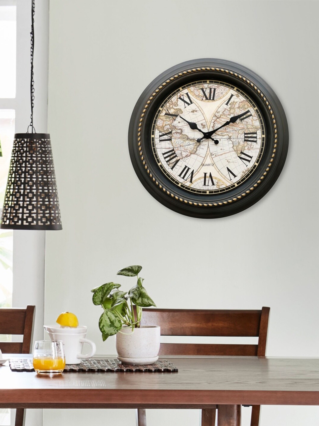 Home Centre Black Gold Printed Corsica Contemporary Wall Clock 40 cm