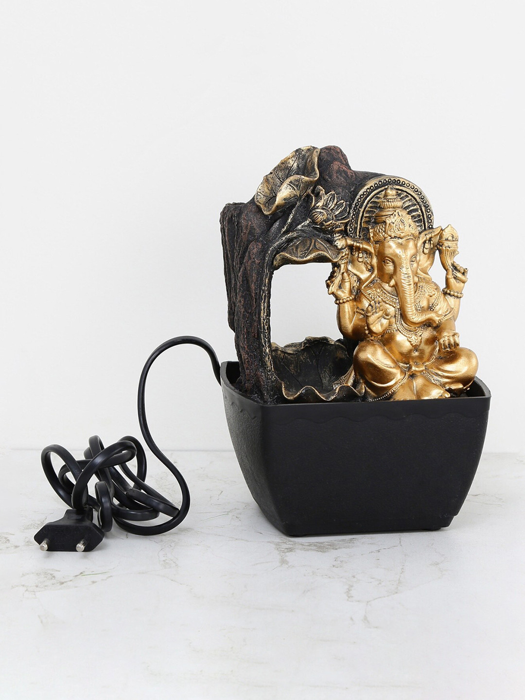 Home Centre Black & Gold-Toned Ganesha Figurine Fountain