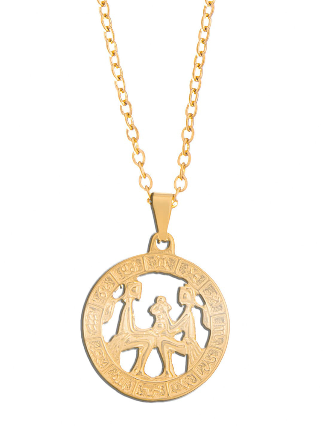 Moon Dust Gold-Plated Gemini Zodiac Sun Sign-Shaped Pendant With Chain