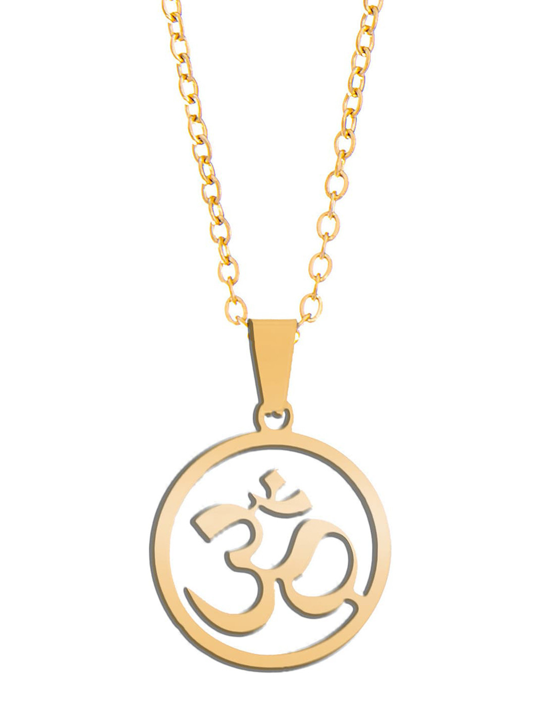 Moon Dust Womans Gold-Plated Gold-Toned Om Charm Pendant With Chain