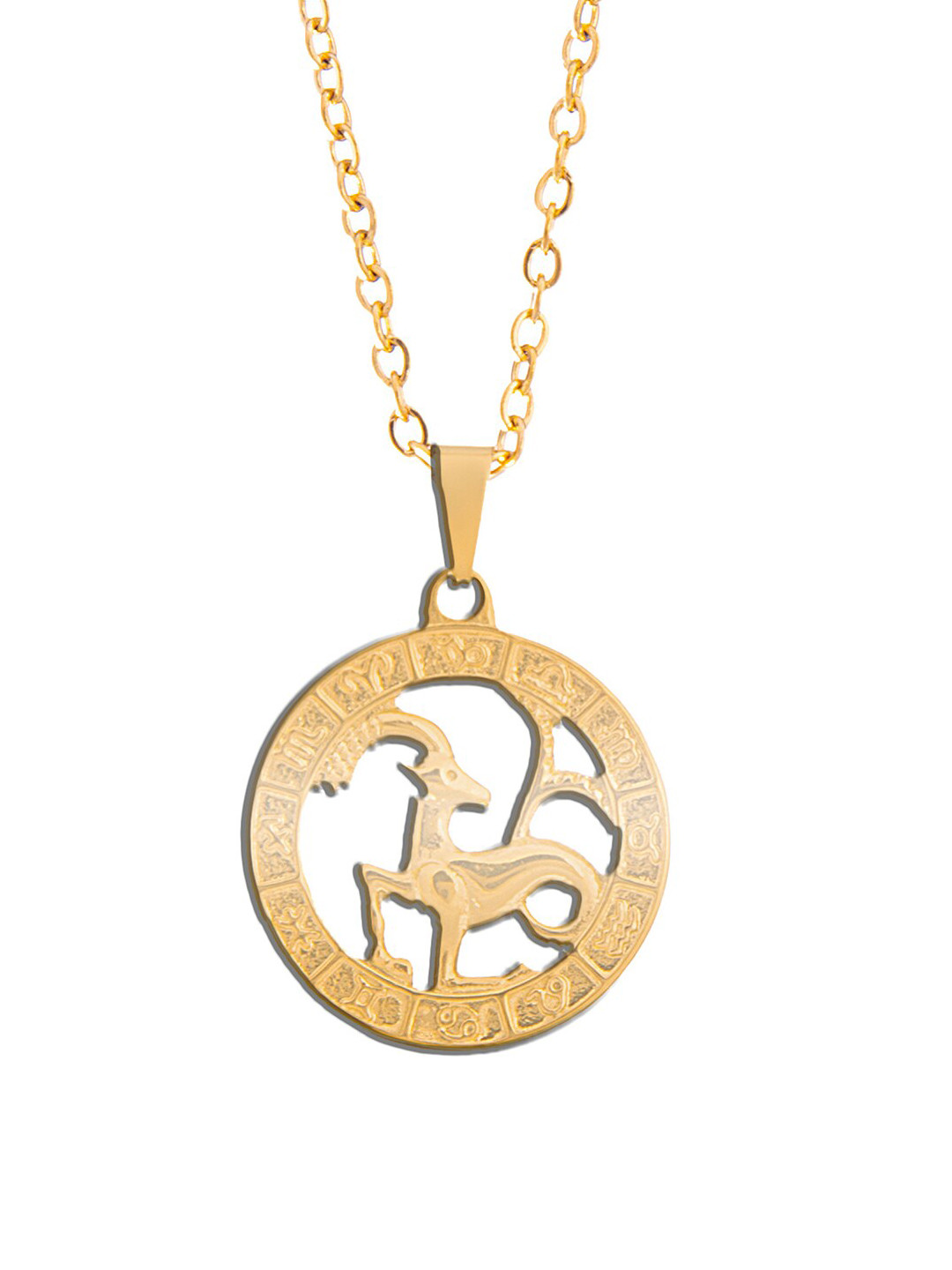 Moon Dust Gold-Plated Capricorn Zodiac Sun Shine Pendant With Chain