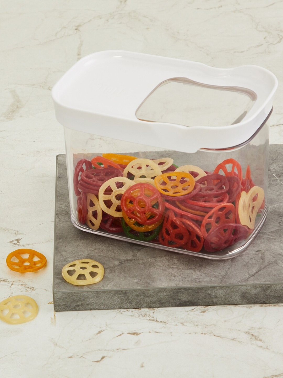 Home Centre Transparent White Solid Storage Container 1.1 L
