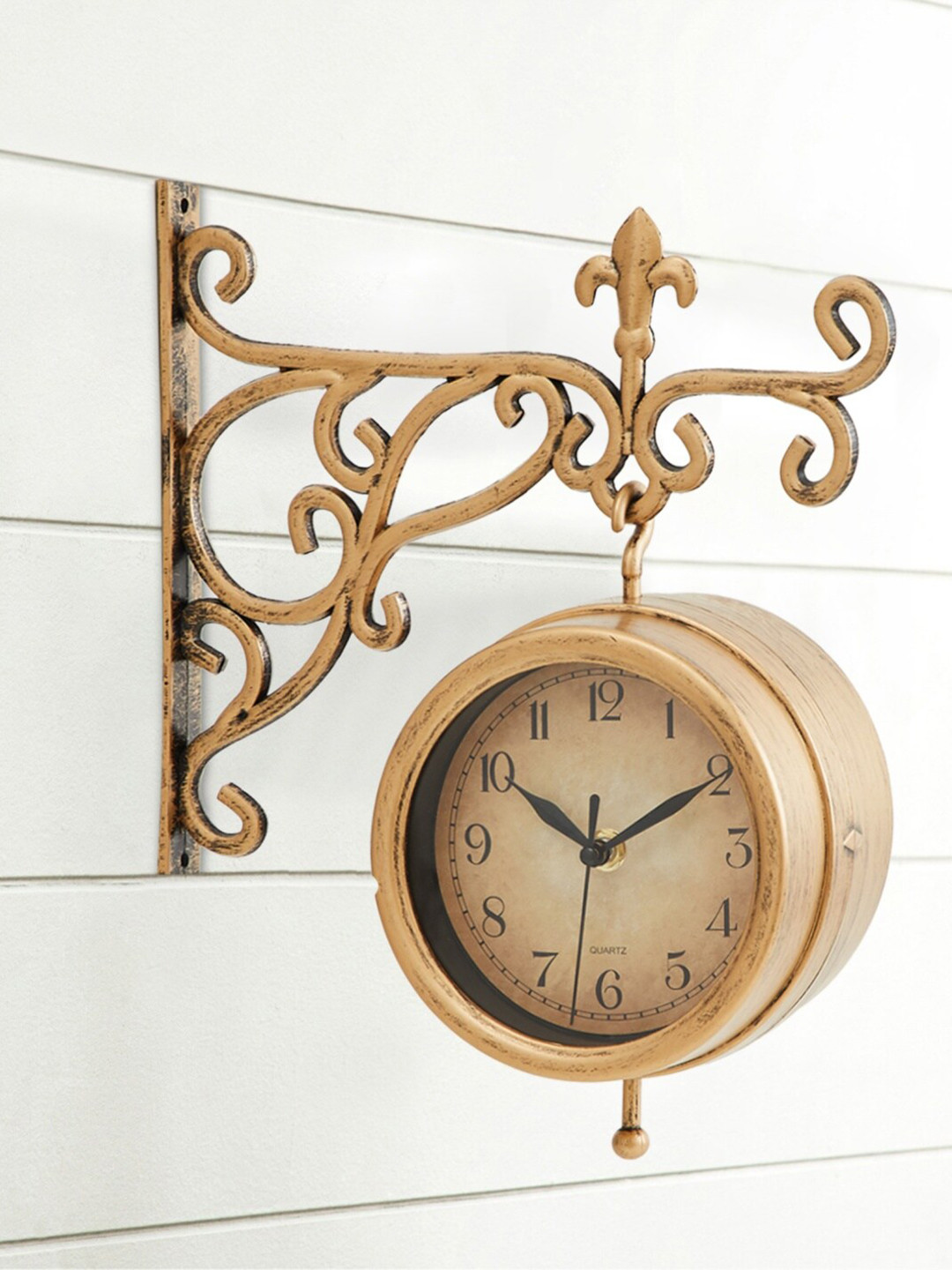Home Centre Gold Contemporary Wall Clock