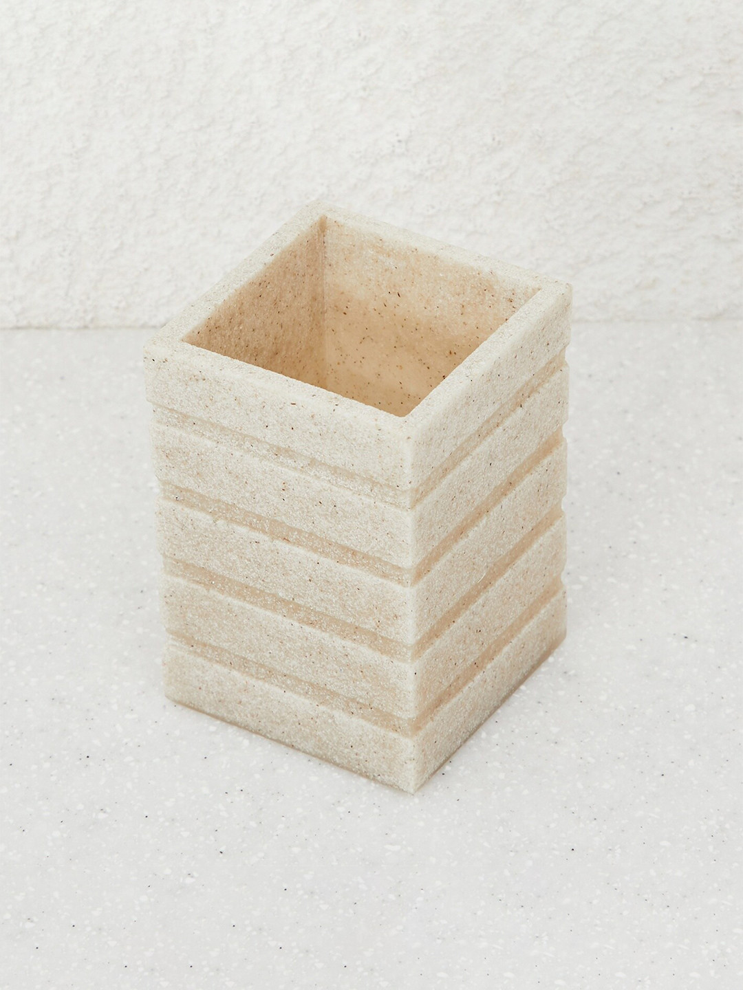 Home Centre Beige Textured Porcelain Bathroom Accessory