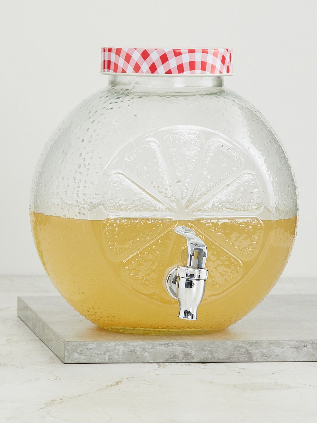 Home Centre Transparent Solid Glass Dispenser With Lid 5 L