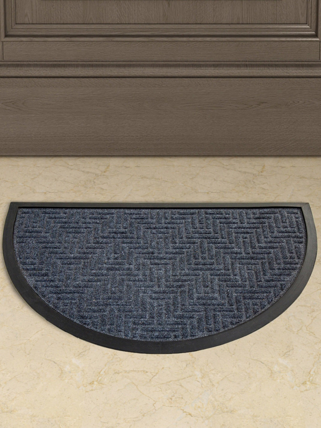 Home Centre Grey Solid Half Round Anti-Skid Doormat