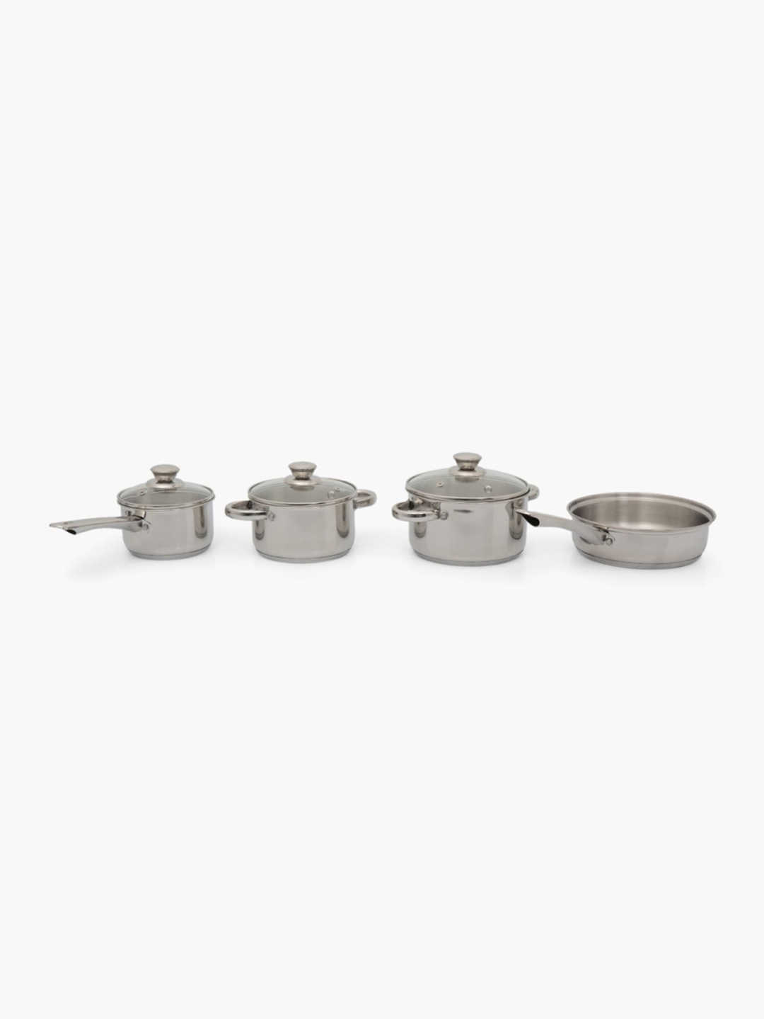 Homecentre Set Of 7 Silver Toned Stainless Steel Cookwares