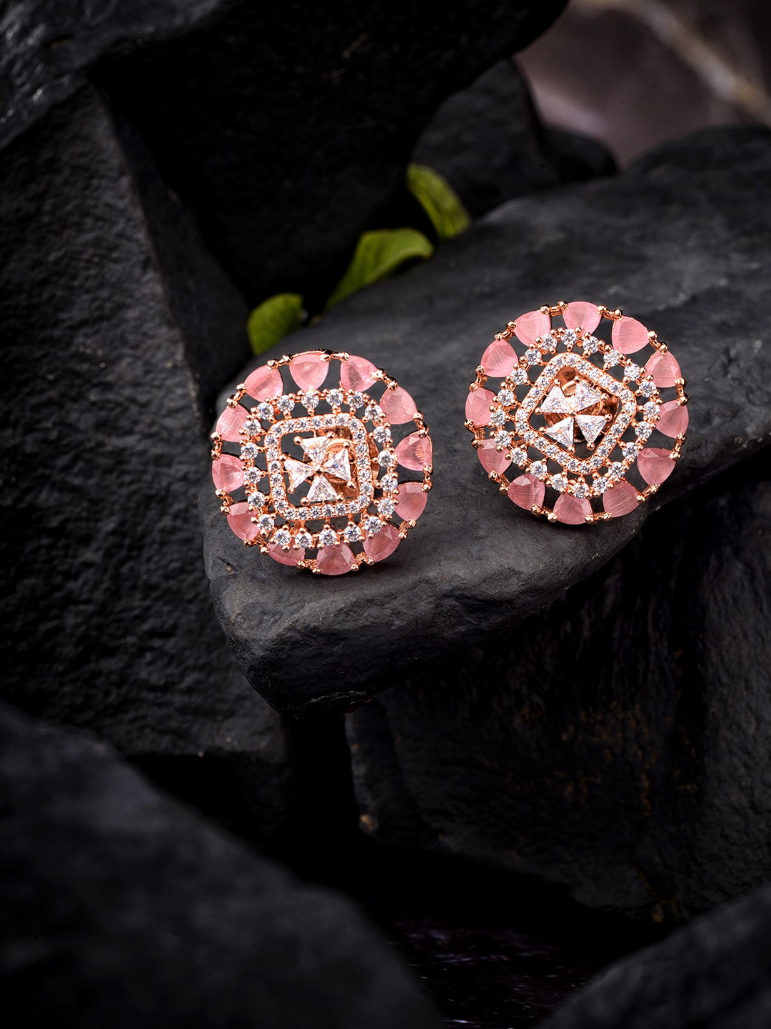 Saraf RS Jewellery Women Pink Contemporary Studs Earrings