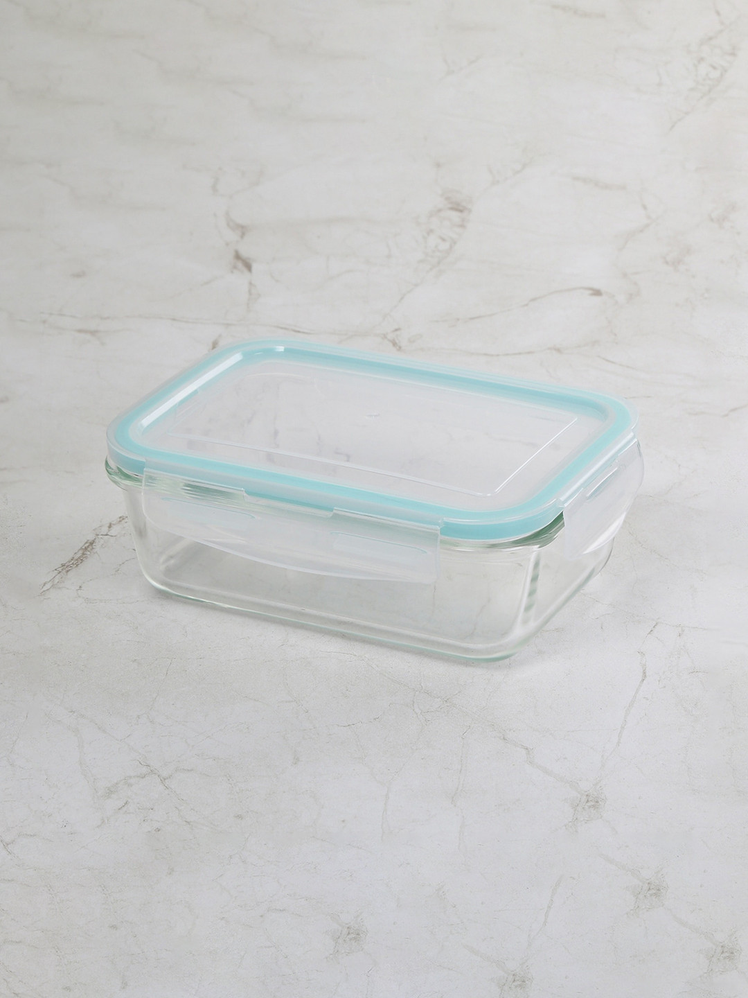 Home Centre Transparent Solid Air-Tight Glass Container Set With Lunch Bag 330ml