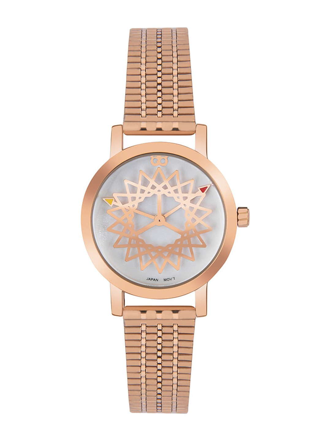 GIO COLLECTION Women Rose Gold-Toned Embellished Dial & Rose Gold Toned Stainless Steel Bracelet Style Watch