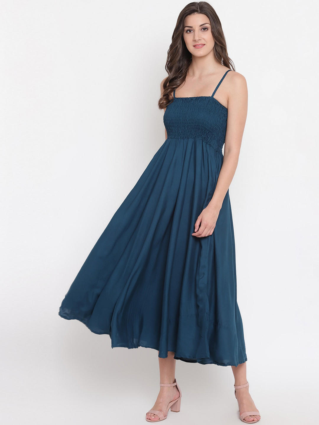 Aawari Women Teal Blue Solid Gown Dress