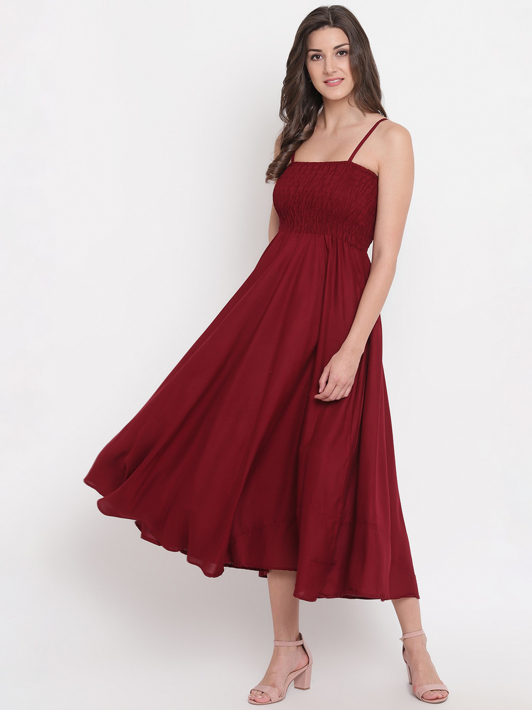 Aawari Women Maroon Solid Gown Dress