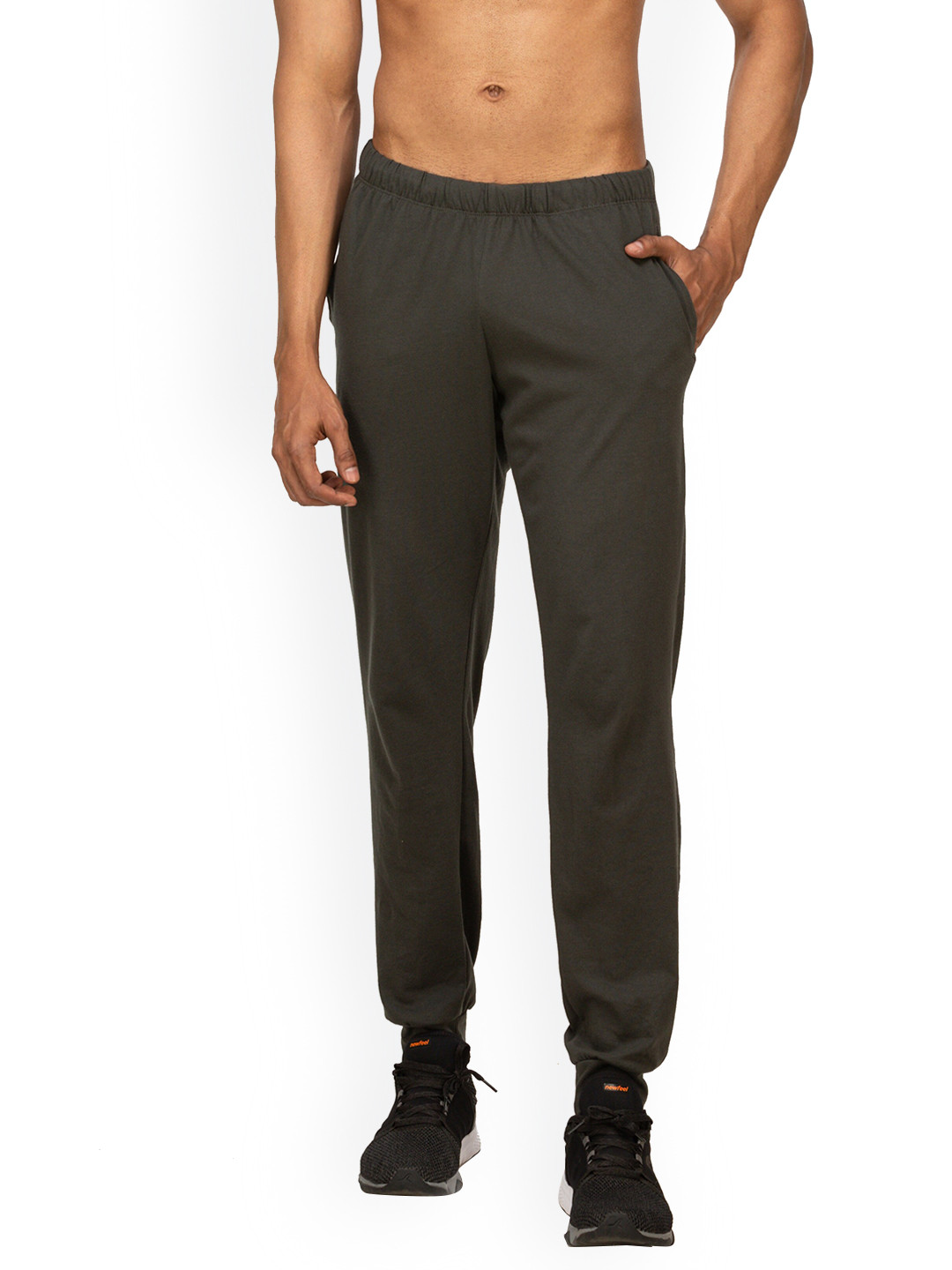Decathlon DOMYOS Men Charcoal Grey Regular Fit Cotton Joggers