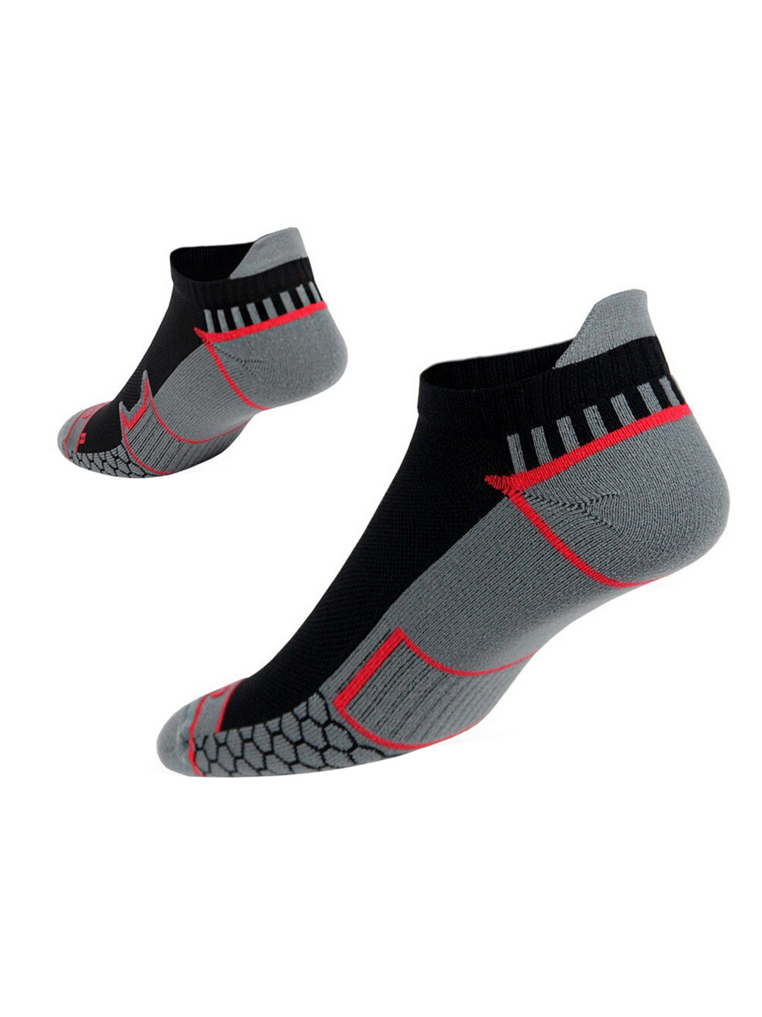 TEGO Unisex Grey & Black Patterned Ultra-Light Cotton Ankle-Length Socks