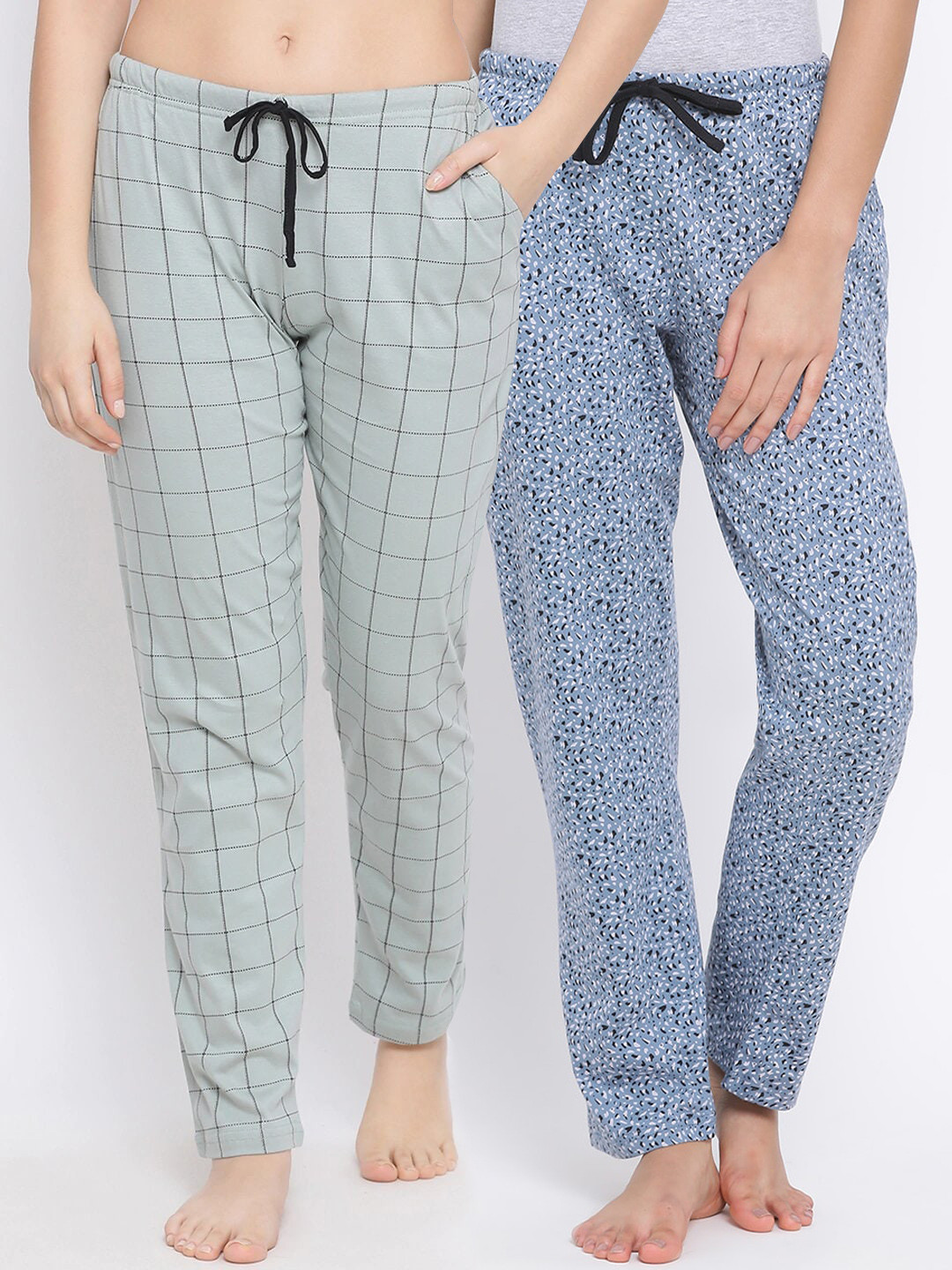 Kanvin Women Pack of 2 Printed Pure Cotton Lounge Pants PJ1088+PJ1112