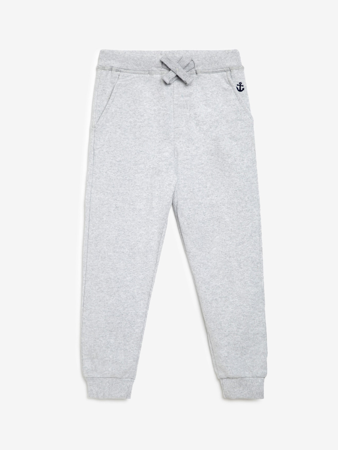 Campana Boys Grey Melange Solid Cotton Joggers