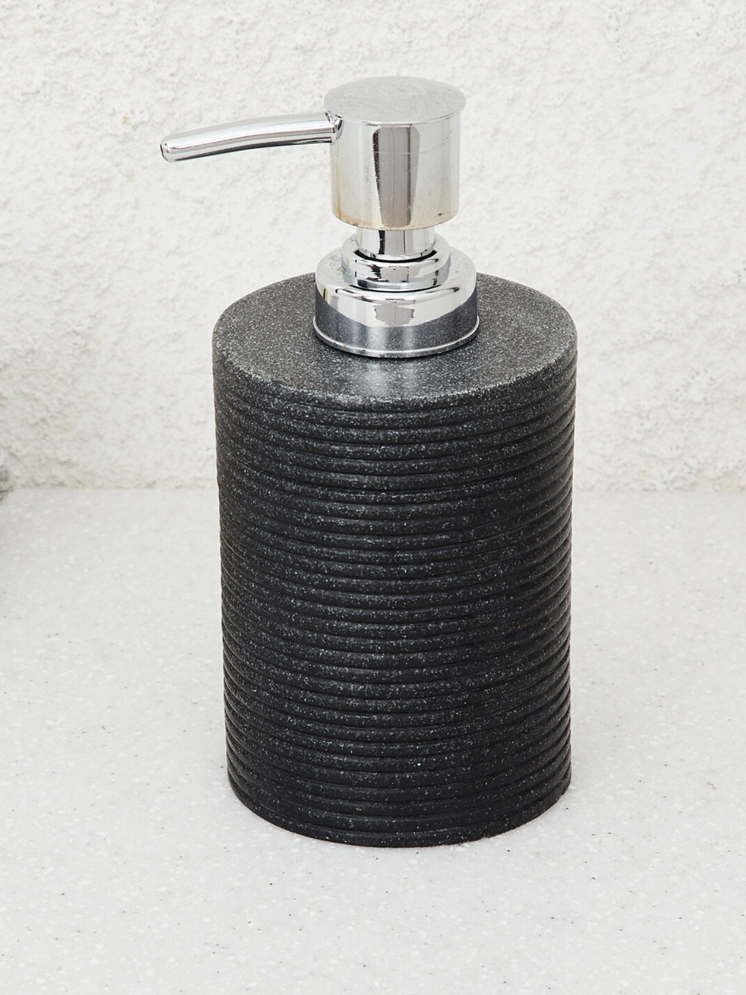 Home Centre Black Carter Textured Polyresin Soap Dispenser