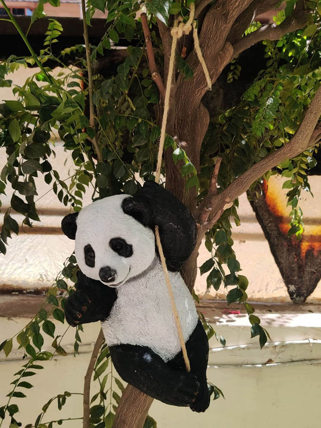 Wonderland White & Black Climbing Rope Panda Hanging Garden Accessory