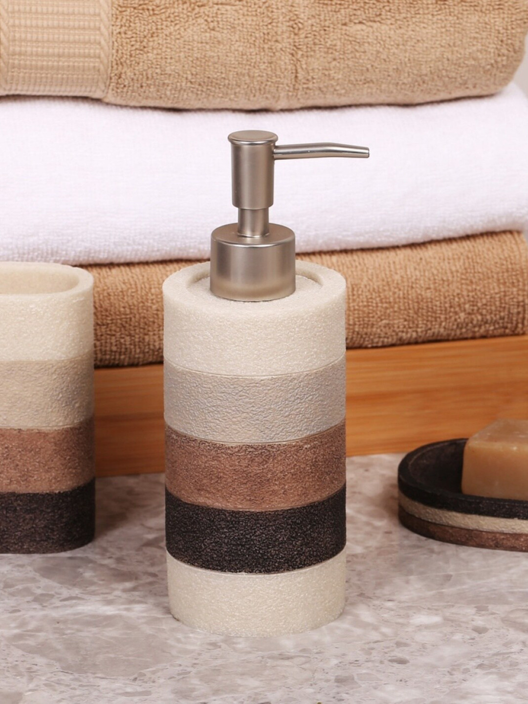 Home Centre Brown & Beige Hudson Rome Soap Dispenser