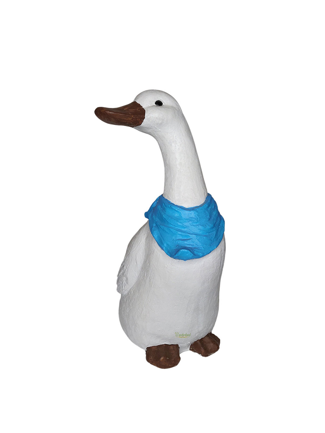 Wonderland White & Blue Solid Duck-Shaped Garden Accessory