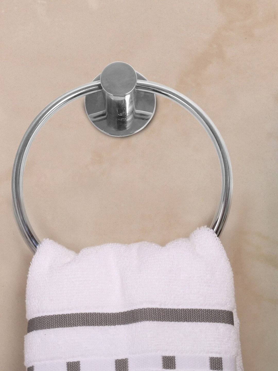 Home Centre Silver-Toned Adrian Aeron Round Towel Ring