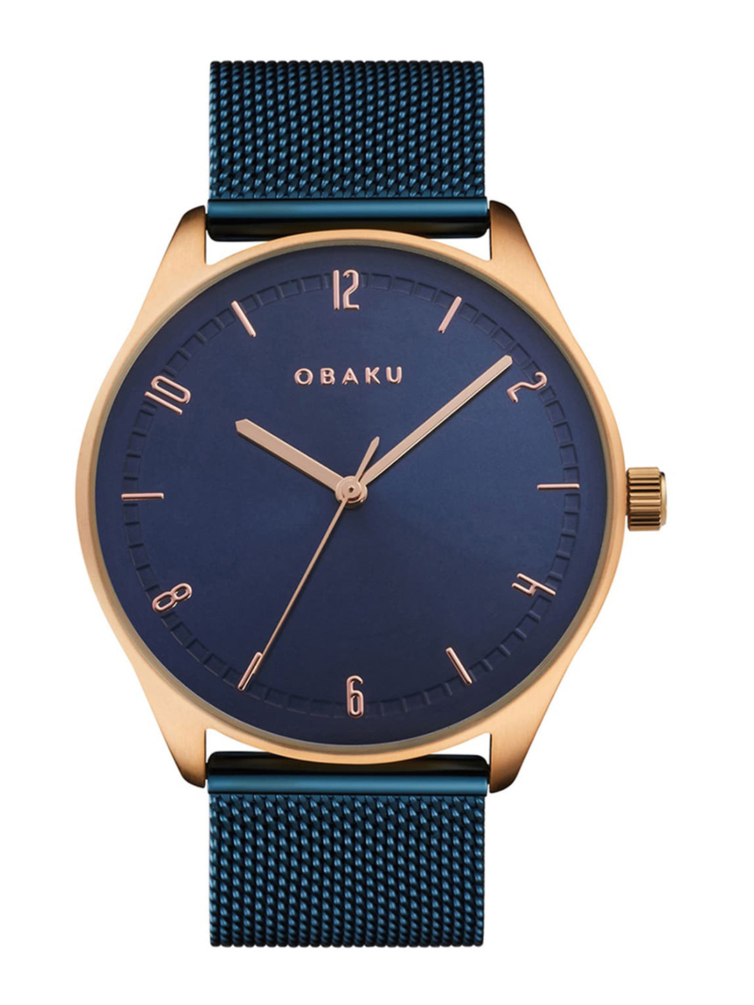 Obaku Men Blue Brass Dial & Bracelet Style Straps Analogue Watch V235GXVLML