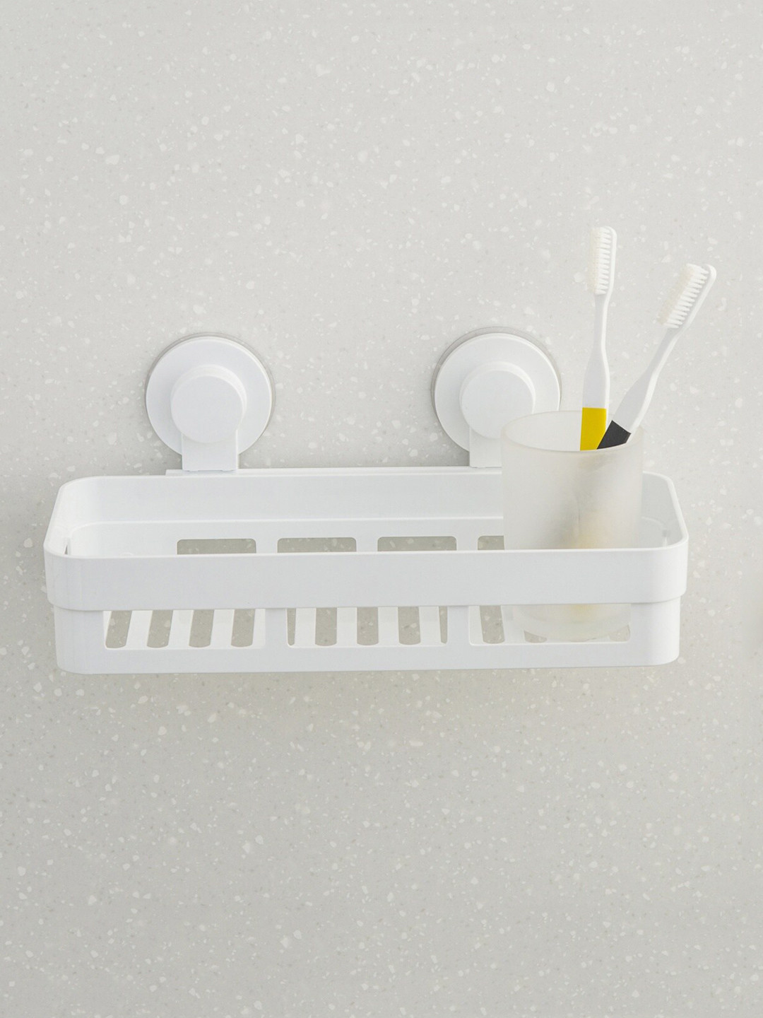 Home Centre White Solid Orion Bath Rack With Suction Cup
