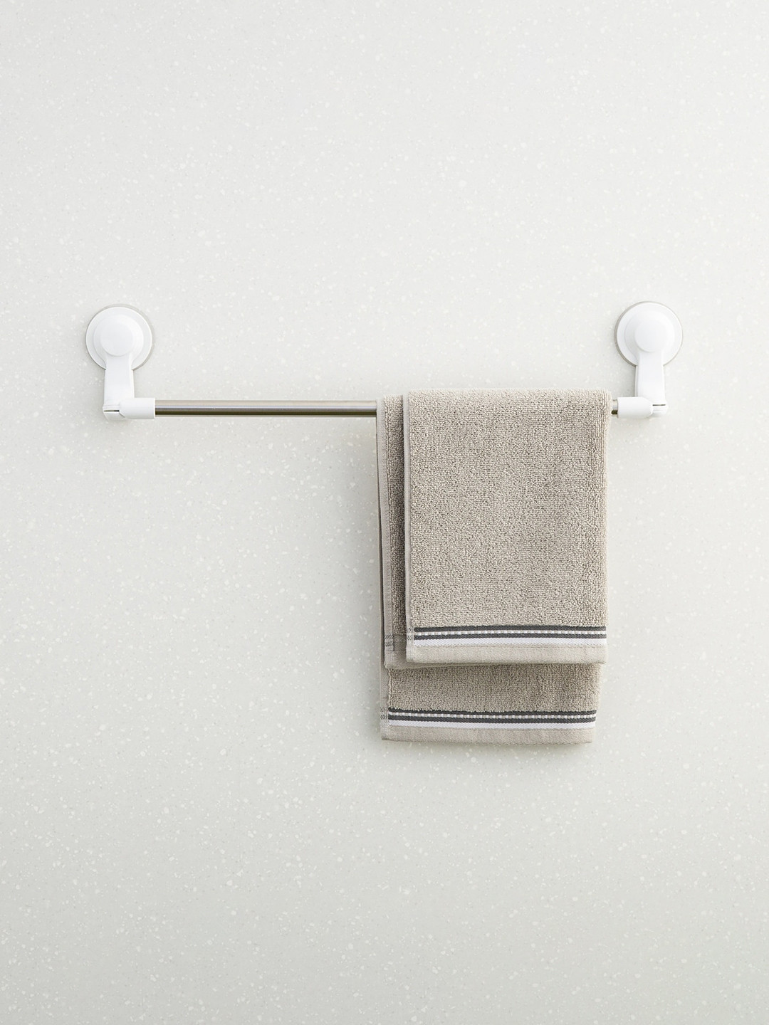 Home Centre White & Silver-Toned Orion Towel Rack With Suction Cup