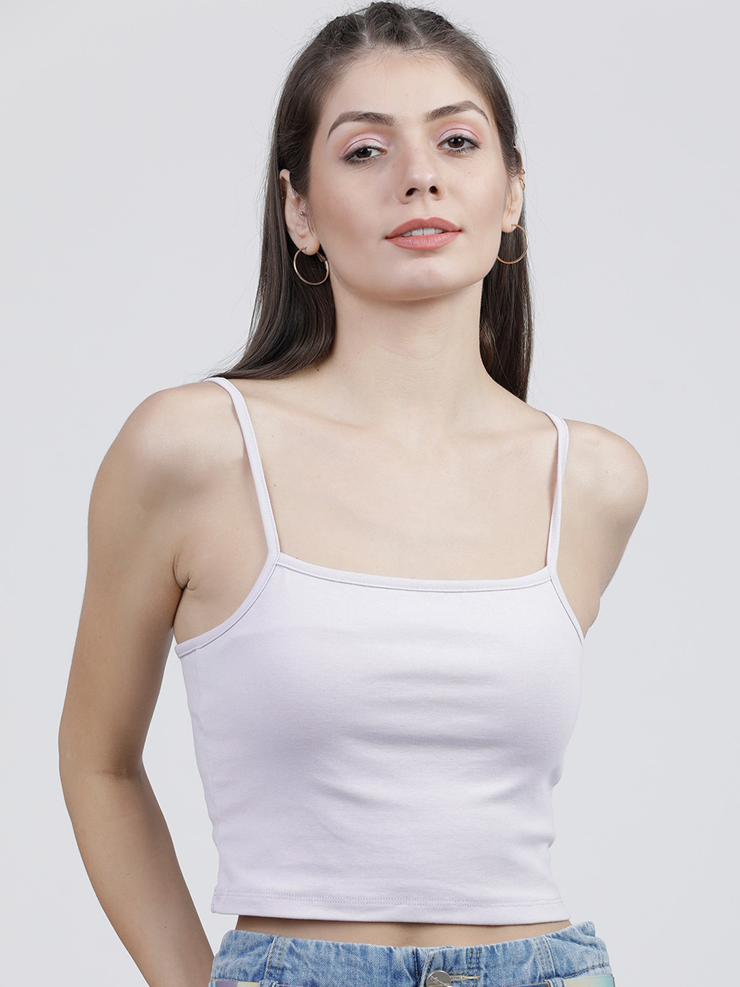 Tokyo Talkies Lavender Fitted Crop Top