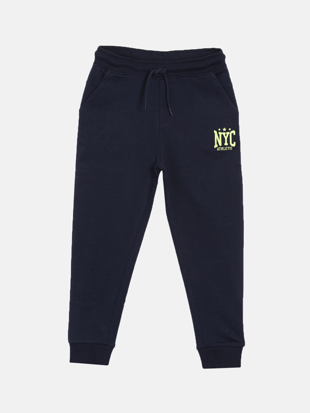 3PIN Boys Navy Blue Solid Cotton Joggers
