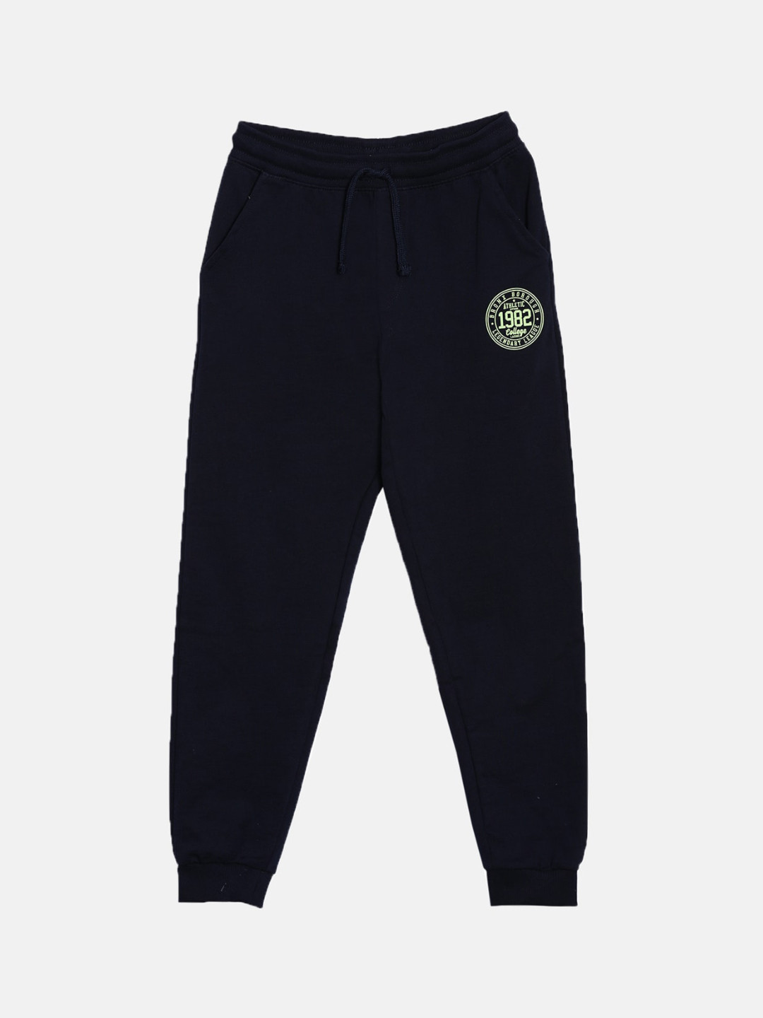 3PIN Boys Navy Blue Solid Cotton Joggers