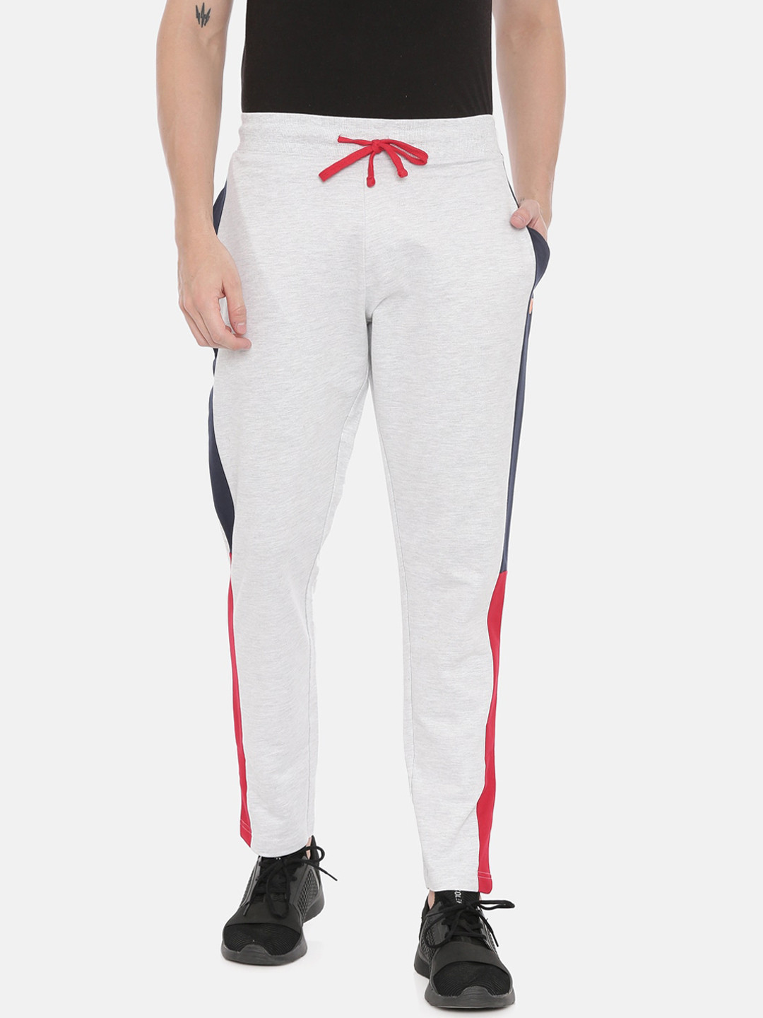 3PIN Men White Solid Cotton Track Pants