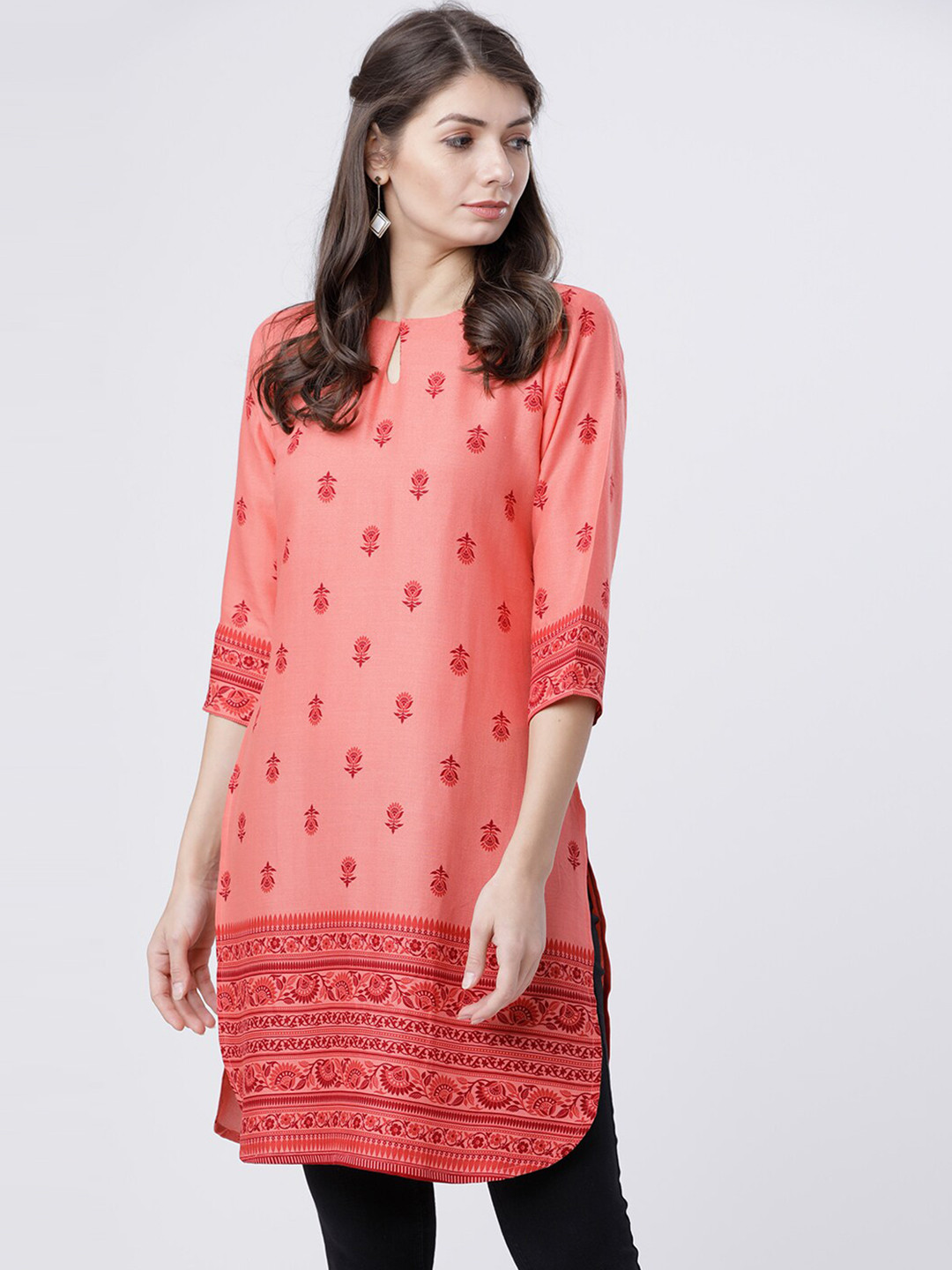 Vishudh Women Coral Printed Tunic