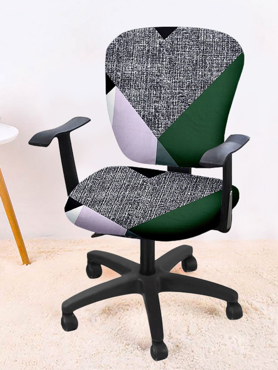 Cortina Set Of 8 Green & Lavender Printed Chair Covers