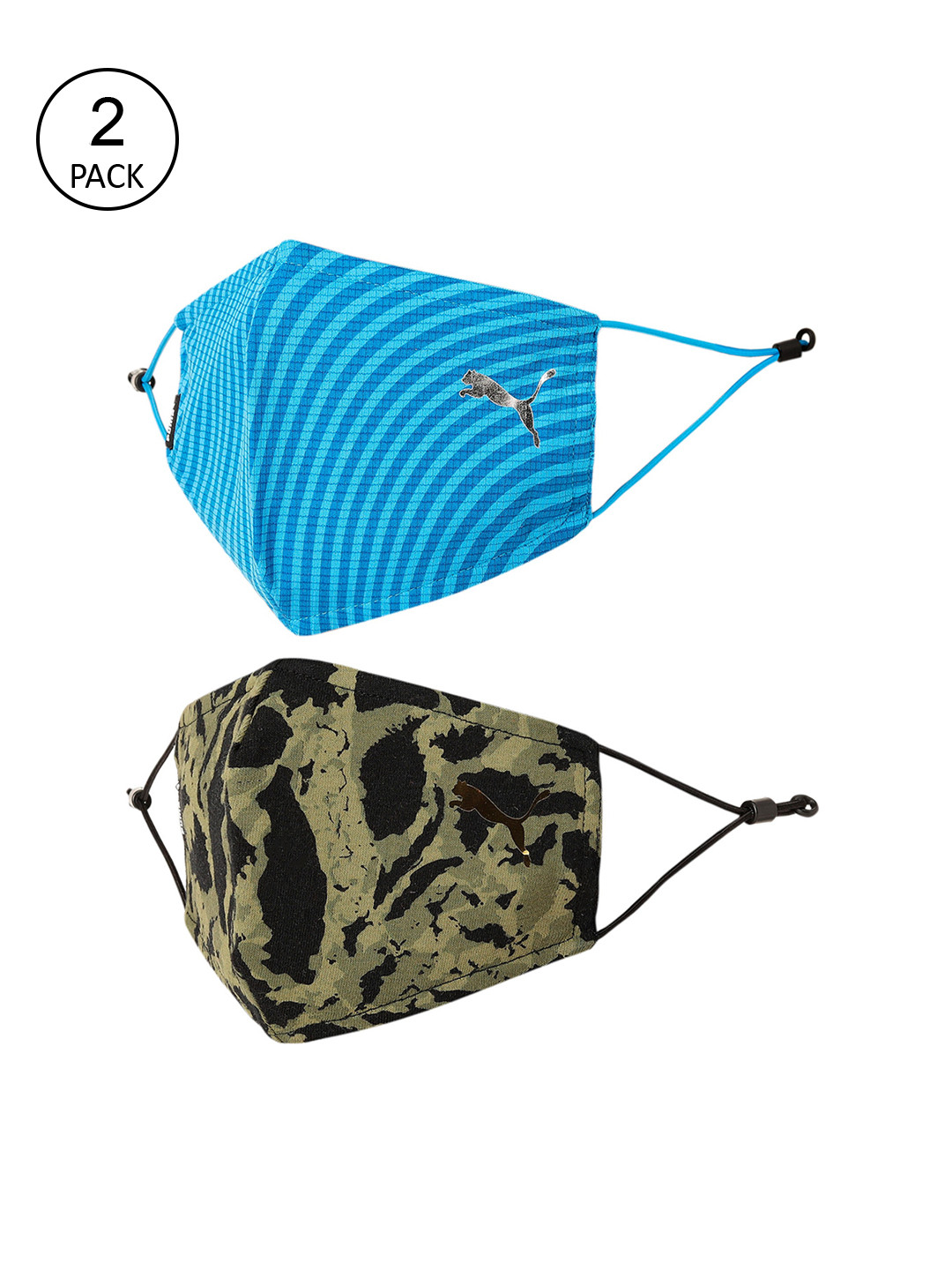 Puma Unisex Pack Of 2 Printed 5-Ply Cotton Protective Outdoor Face Masks