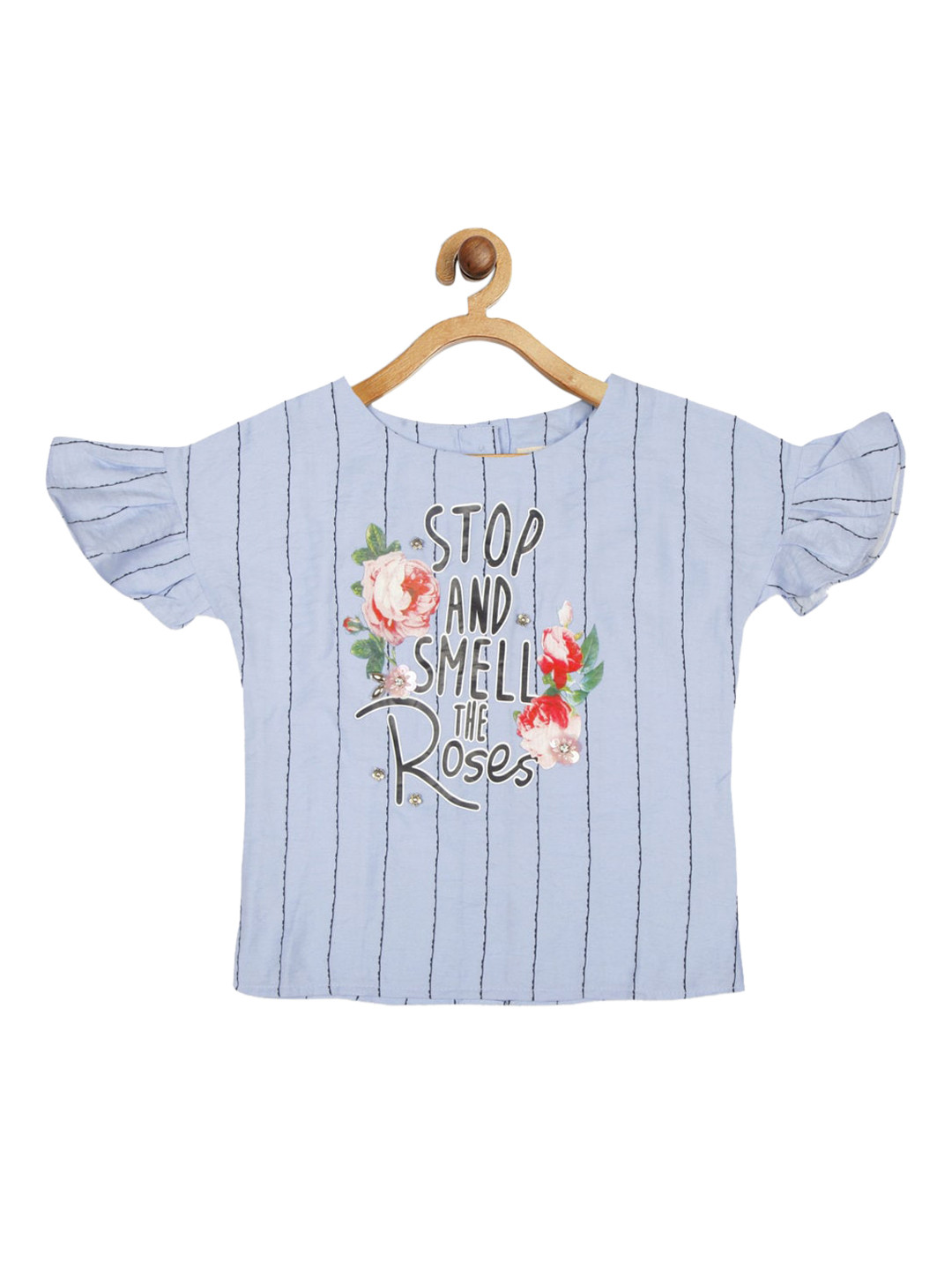 Tiny Girl Blue Striped Regular Top